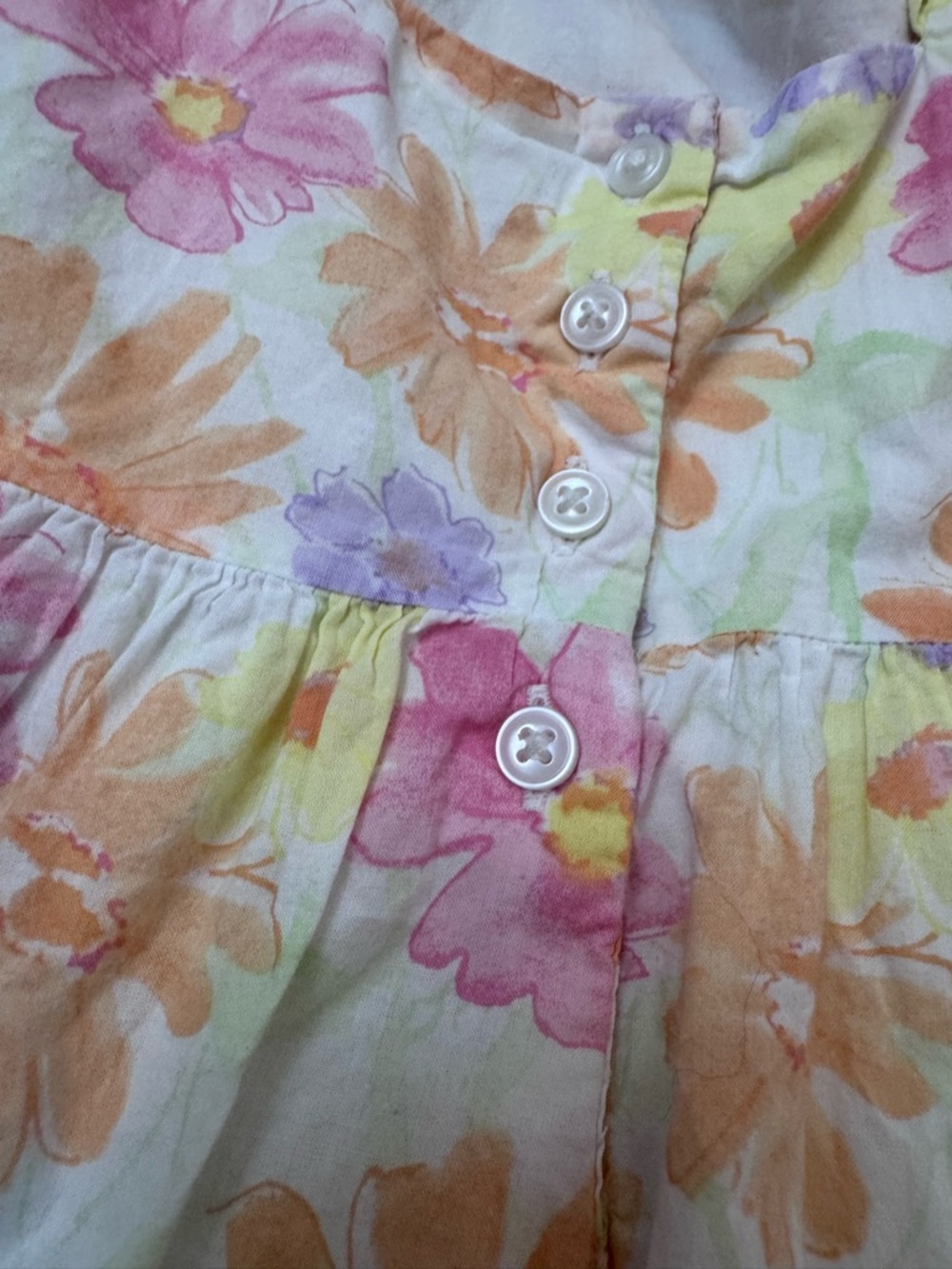 Janie and Jack Ruffle Summer Pink Orange Floral Watercolor Print Dress Girls 5 - Picture 3 of 6